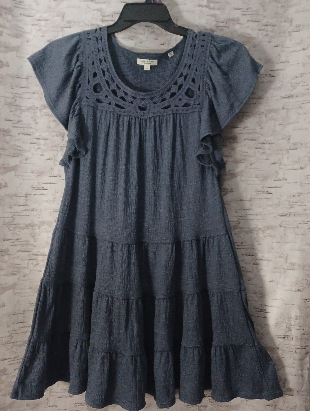 Max Studio Boho Navy Tiered Dress Sz S